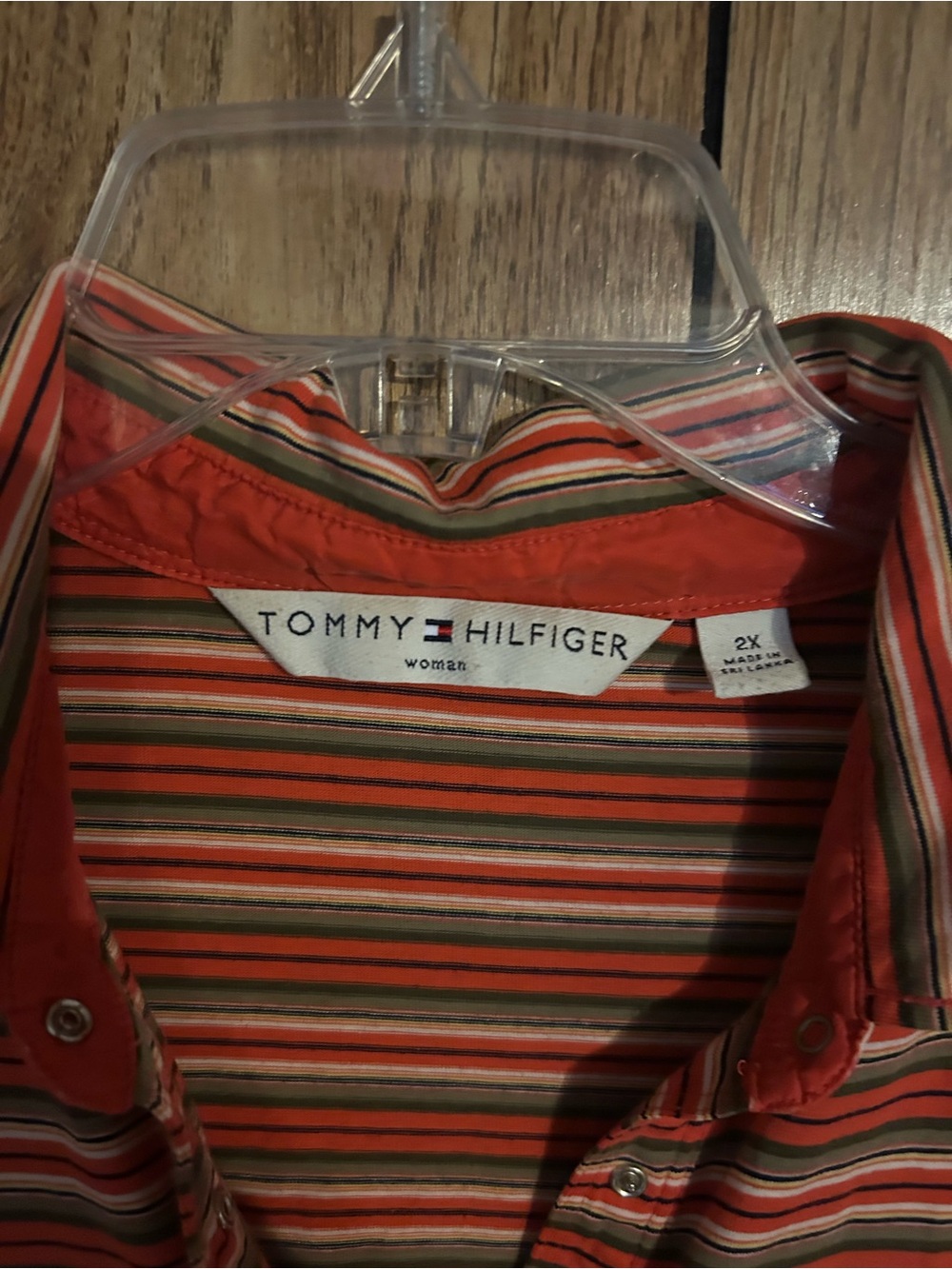 Tommy Hilfiger Women’s 2X Multicolor Striped
3/4 Button-Up Shirt - Picture 3 of 5